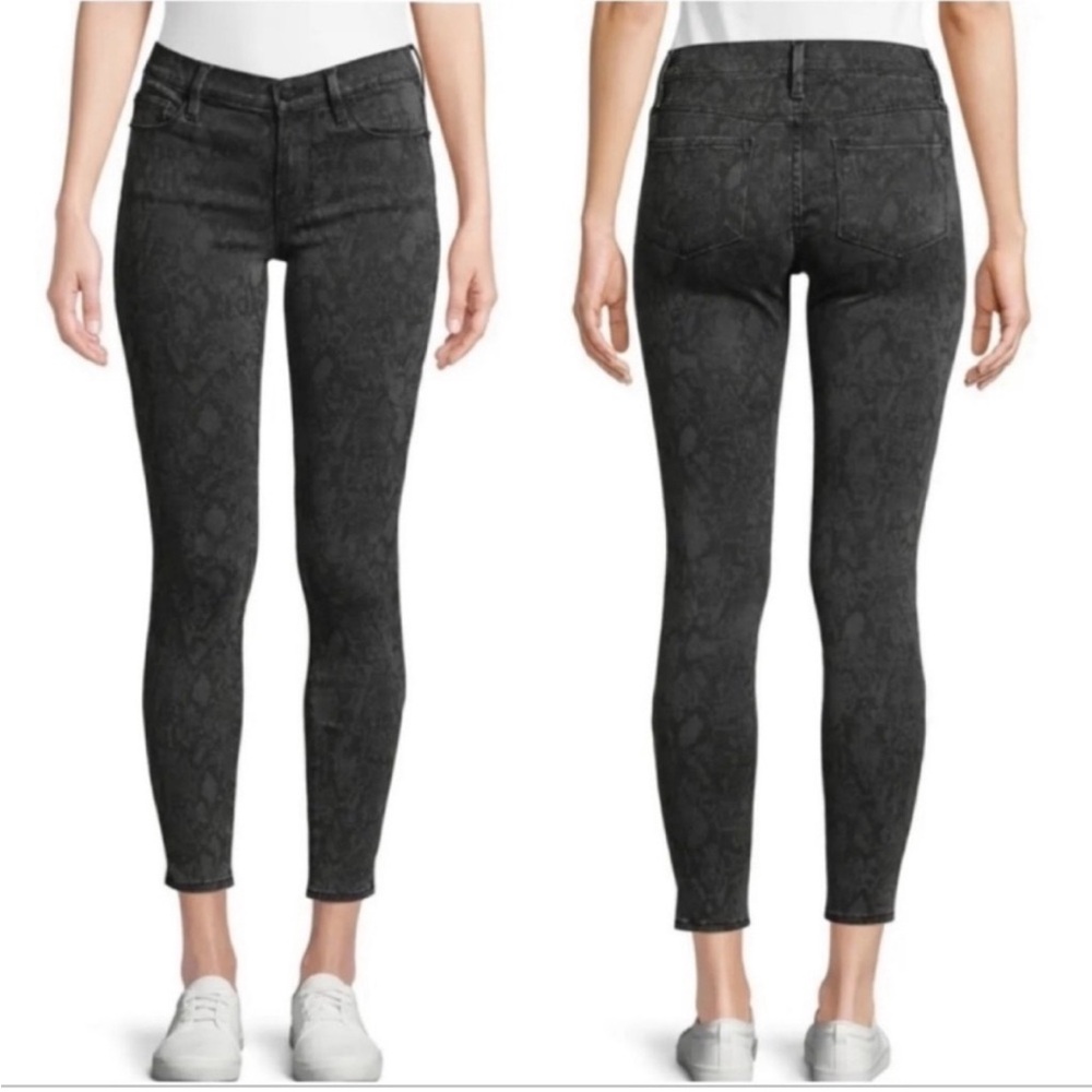 NWT FRAME Le Skinny De Jeanne Python Womens Denim in Black Snake Print size 26